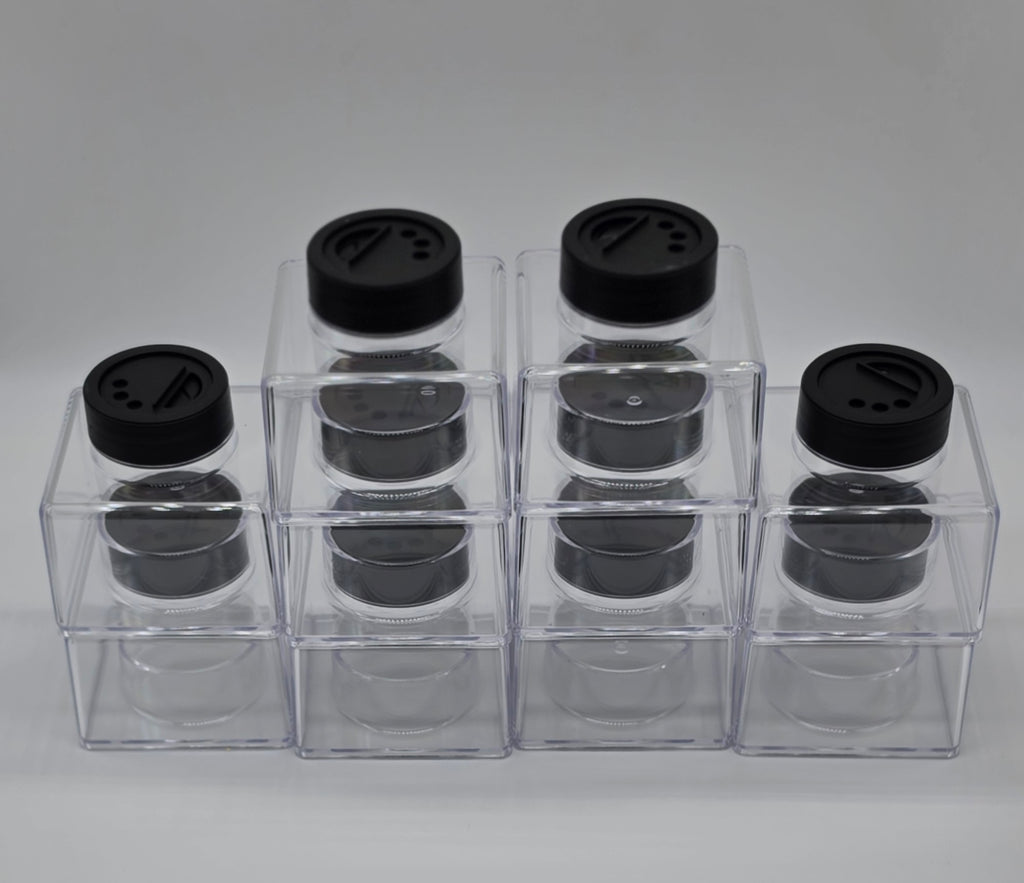 Set of 10 Square stackable glitter jars