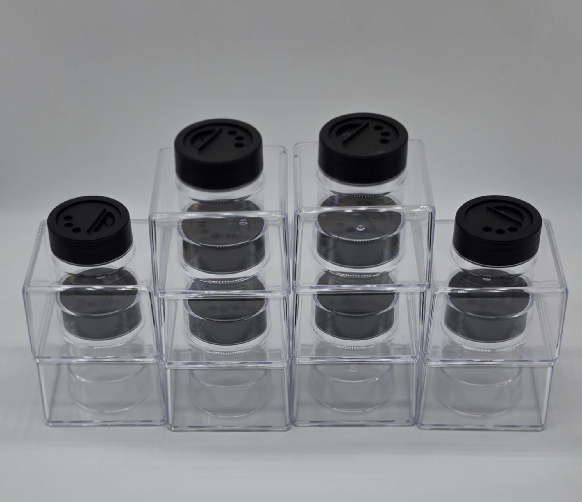 Set of 10 Square stackable glitter jars