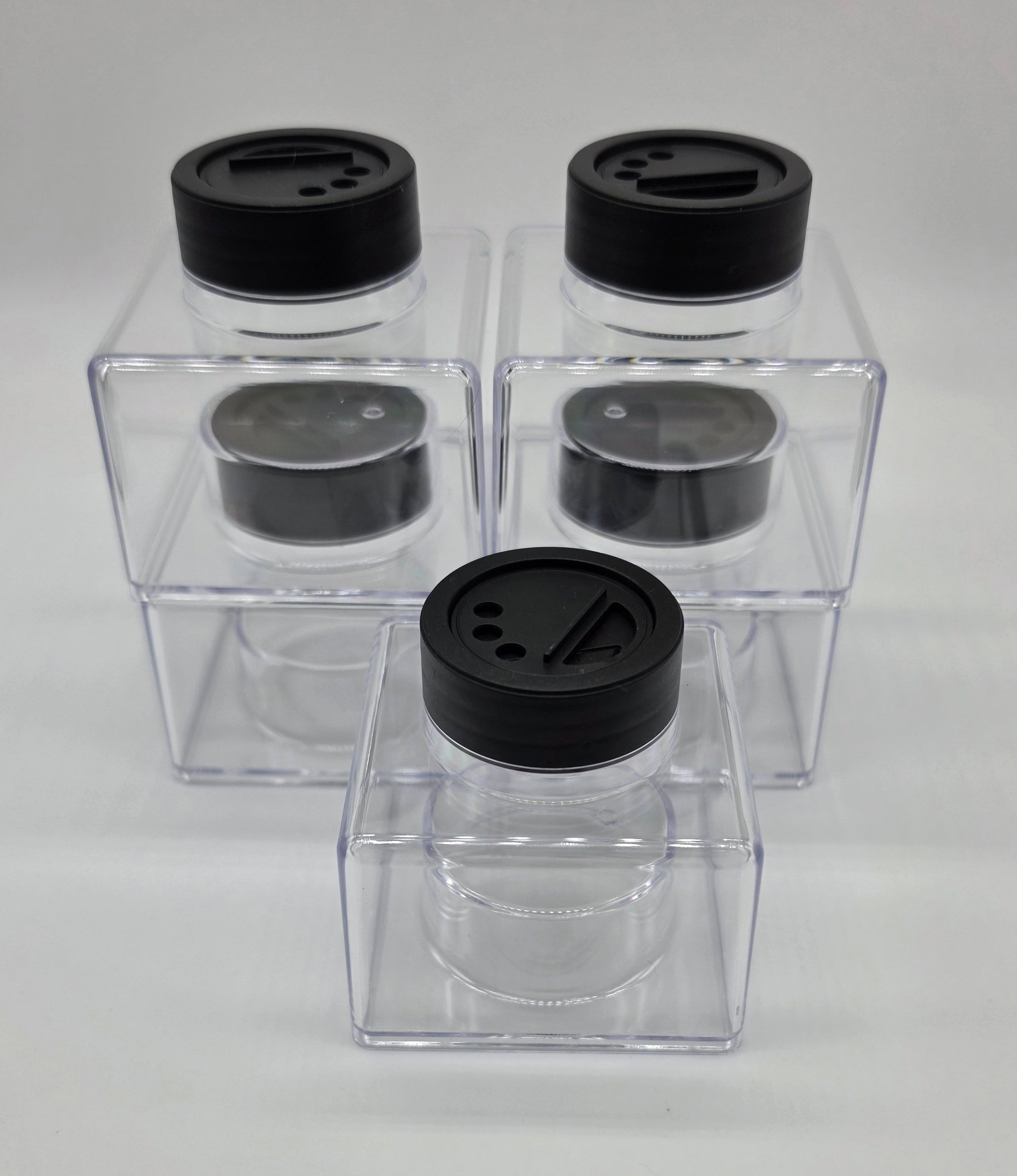 Set of 5 Square stackable glitter jars