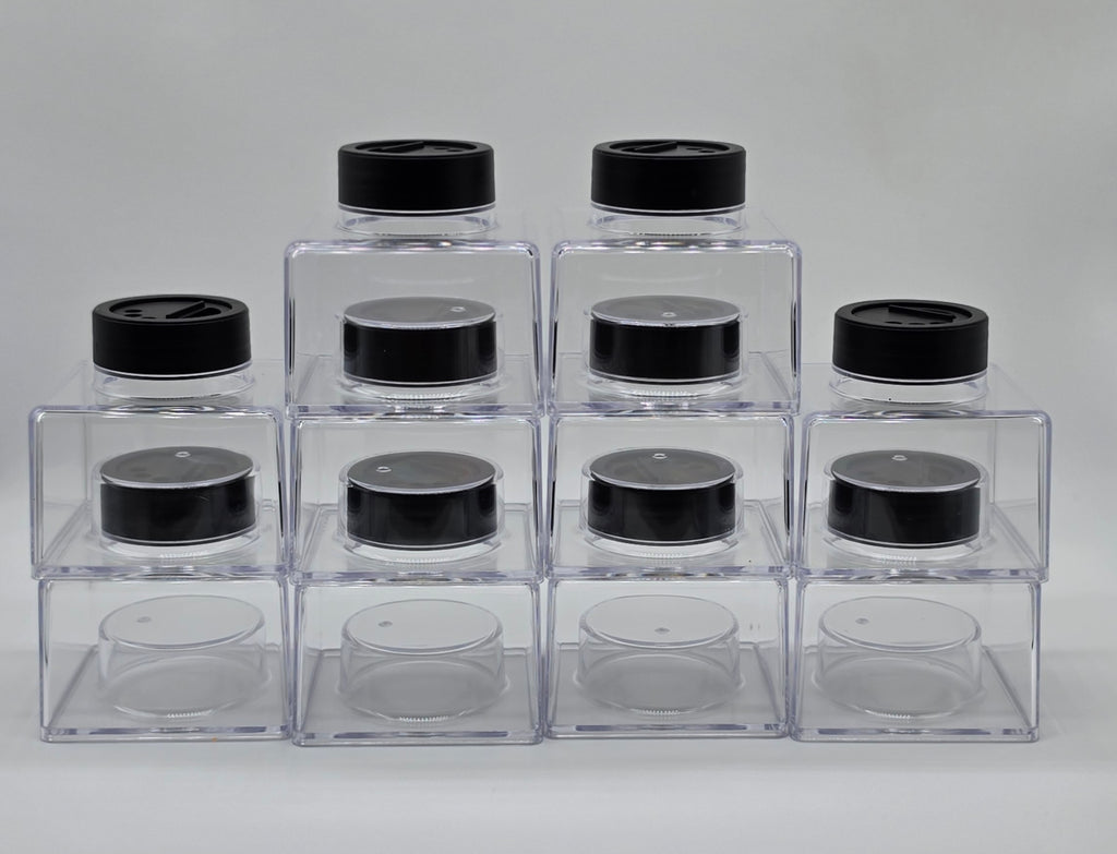 Set of 10 Square stackable glitter jars