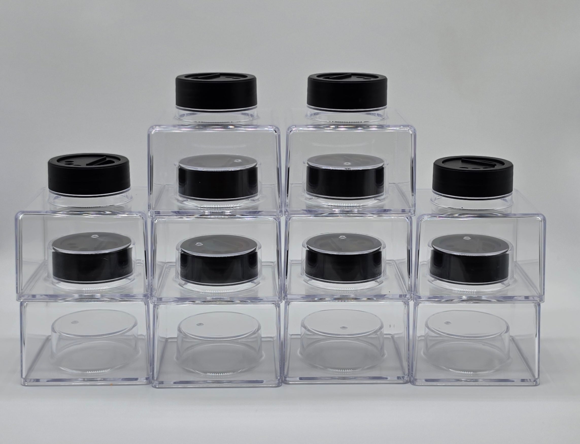 Set of 10 Square stackable glitter jars