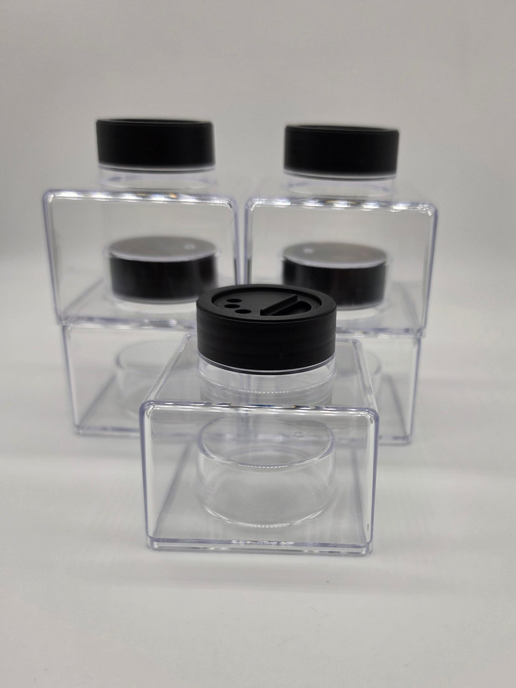 Set of 5 Square stackable glitter jars